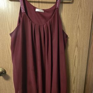 Elegant Maroon Sleeveless Blouse by Manner